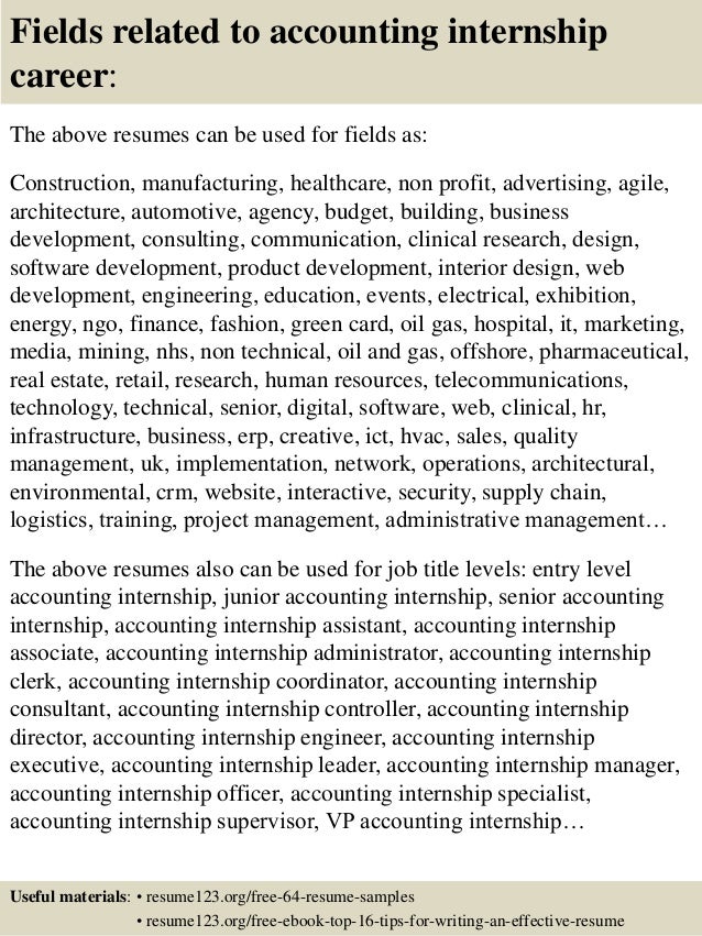 top 8 accounting internship resume samples sample resume for internship in accounting