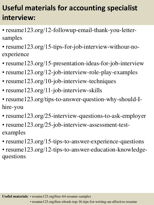 Sample resume for accounting specialist