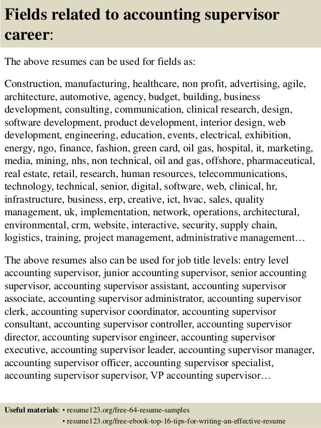 Top 8 Accounting Supervisor Resume Samples