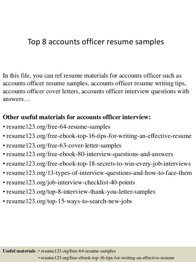 top 8 accounts officer resume samples in this file you can ref resume materials for - Accounts Resume Sample top 8 accounts officer resume samples in this file you can ref resume materials for - Accounts Resume Sample
