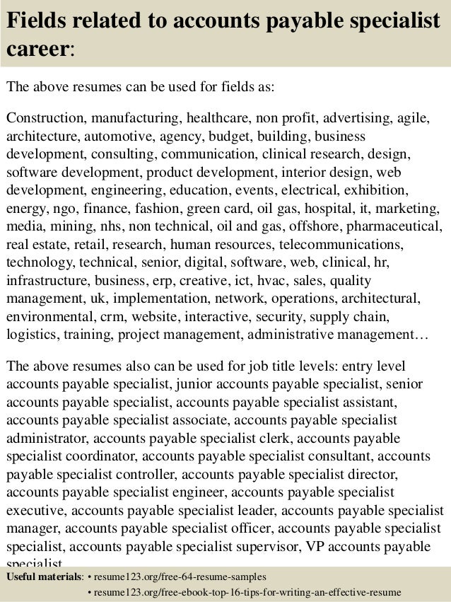 Accounts Payable Specialist Resume accounts payable resume 16 Fields Related To Accounts Payable Specialist Accounts Payable Specialist Resume cover letter accounts payable specialist resume sample writing accounting objective template receivable sandra hsample resumes for 16 Fields Related To Accounts Payable Specialist