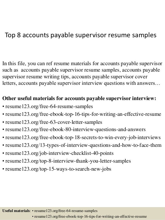 top 8 accounts payable supervisor resume samples 1 638 jpg cb 1428556618 accounts payable supervisor resume