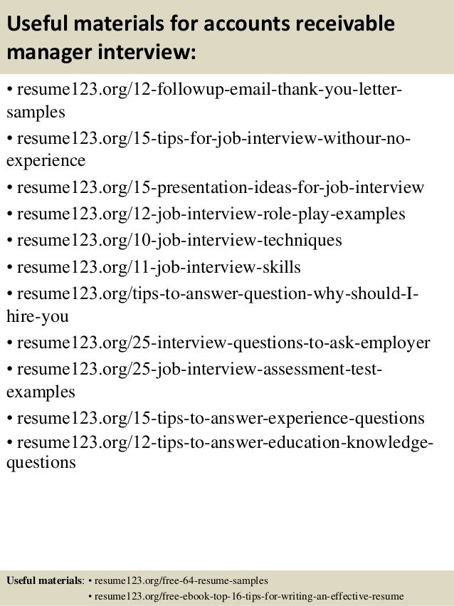 Sample resume for accounts receivable manager