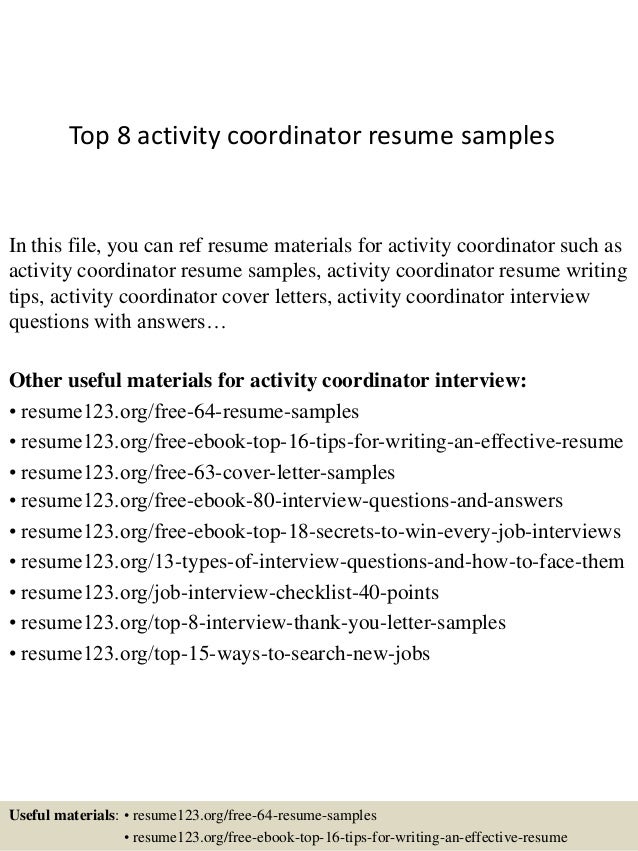 sample activities resumes