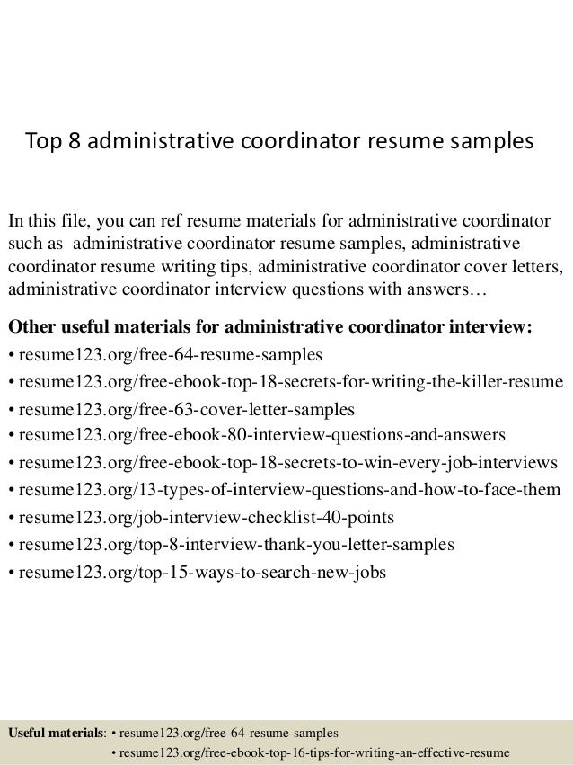 sample cover letter for administrative coordinator