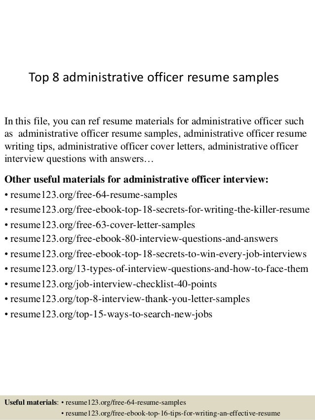 Sample resume administrative officer