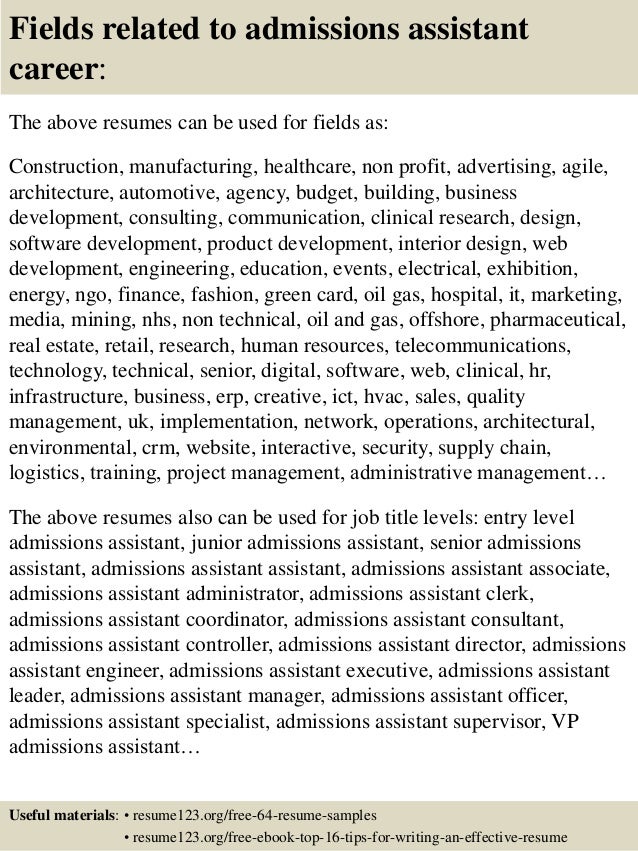 admission resume sample