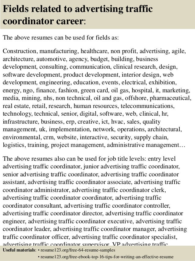amazing advertising traffic manager resume illustration example