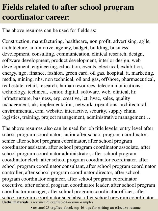 After school program supervisor resume