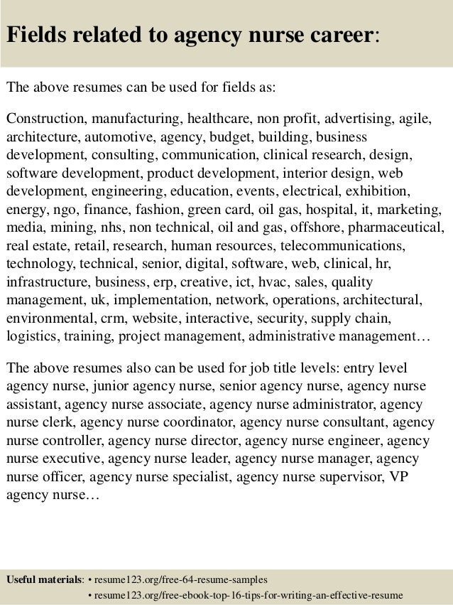 agency nurse resume job description