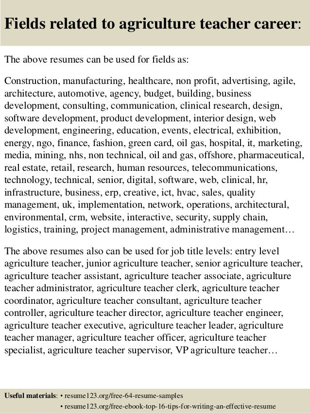 top 8 agriculture teacher resume samples agriculture resumes