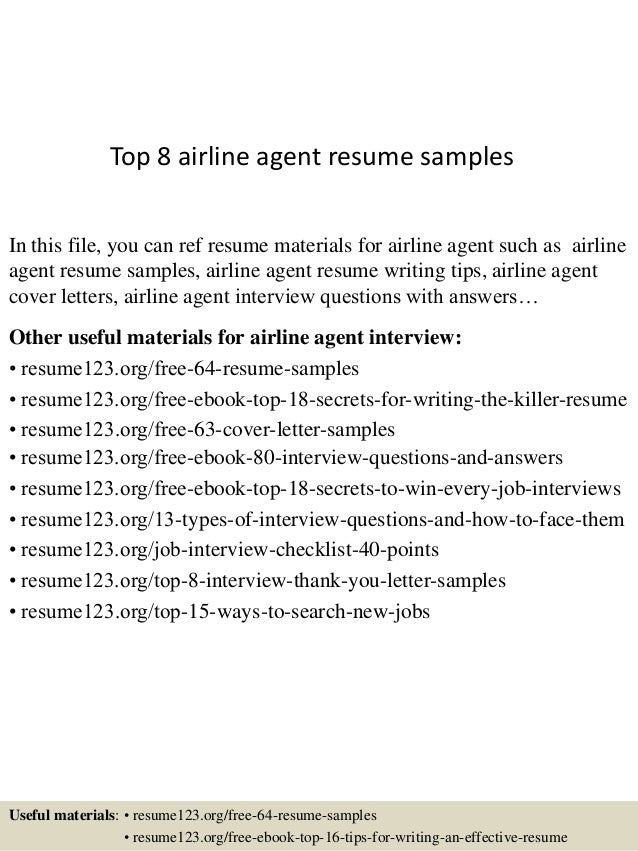 Airlines sales agent resume