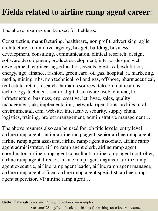 sample ramp agent resume