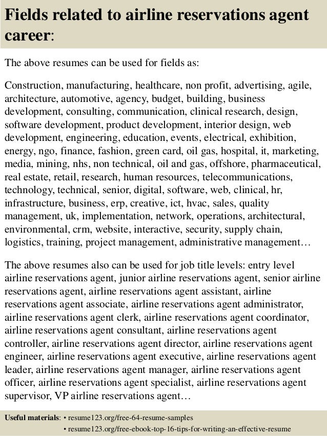 top 8 airline reservations agent resume samples airline resumes