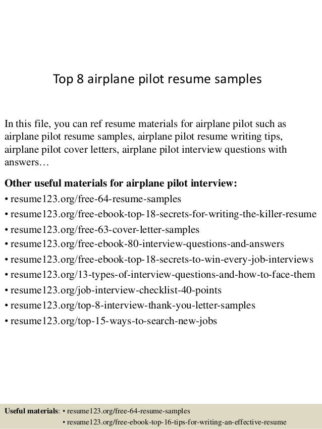 top 8 airplane pilot resume samples resume for pilots