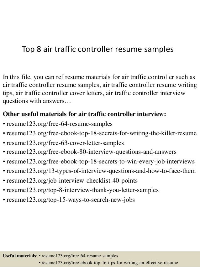 top 8 air traffic controller resume samples