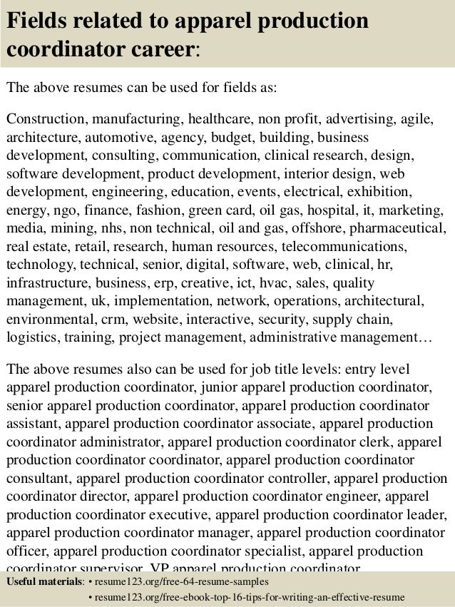 top 8 apparel production coordinator resume samples special events coordinator resumes
