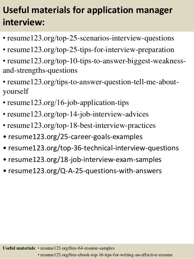application manager resumes