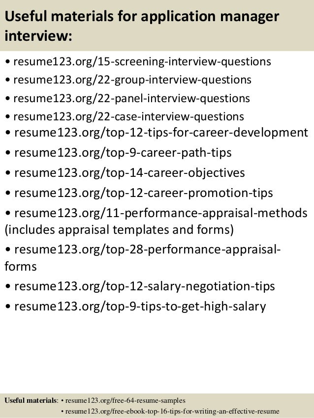 application manager resumes