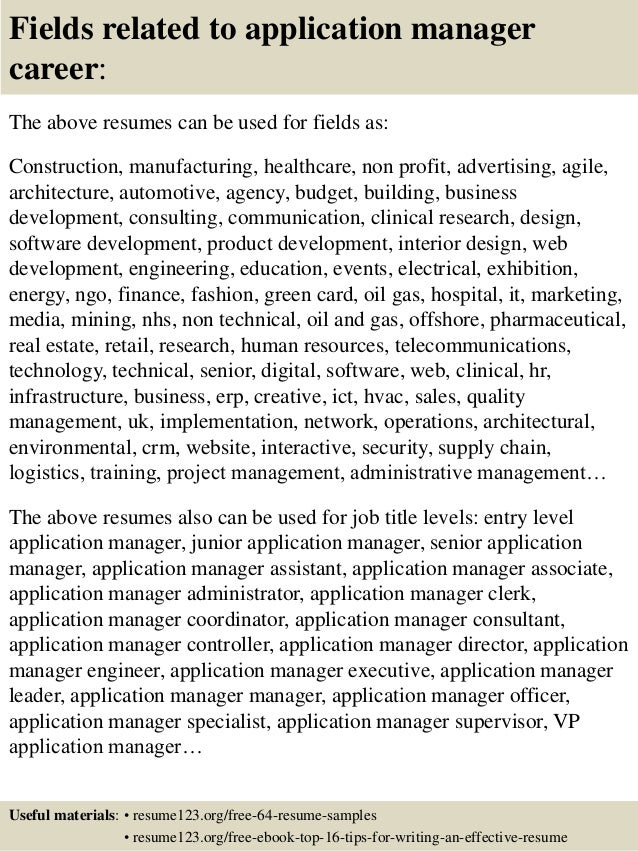 application manager resumes