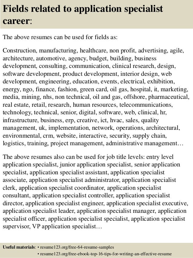 top 8 application specialist resume samples