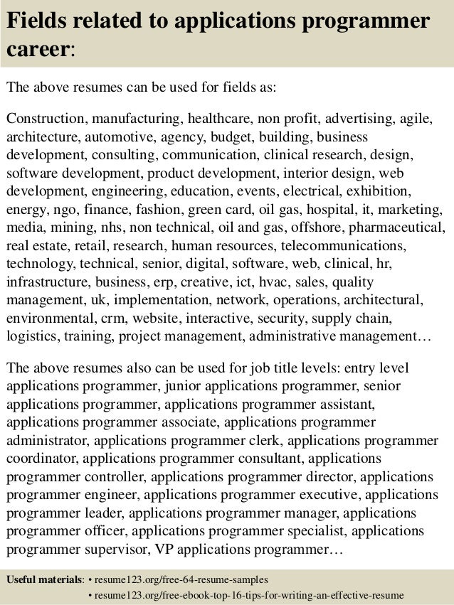 top 8 applications programmer resume samples applications programmer resume