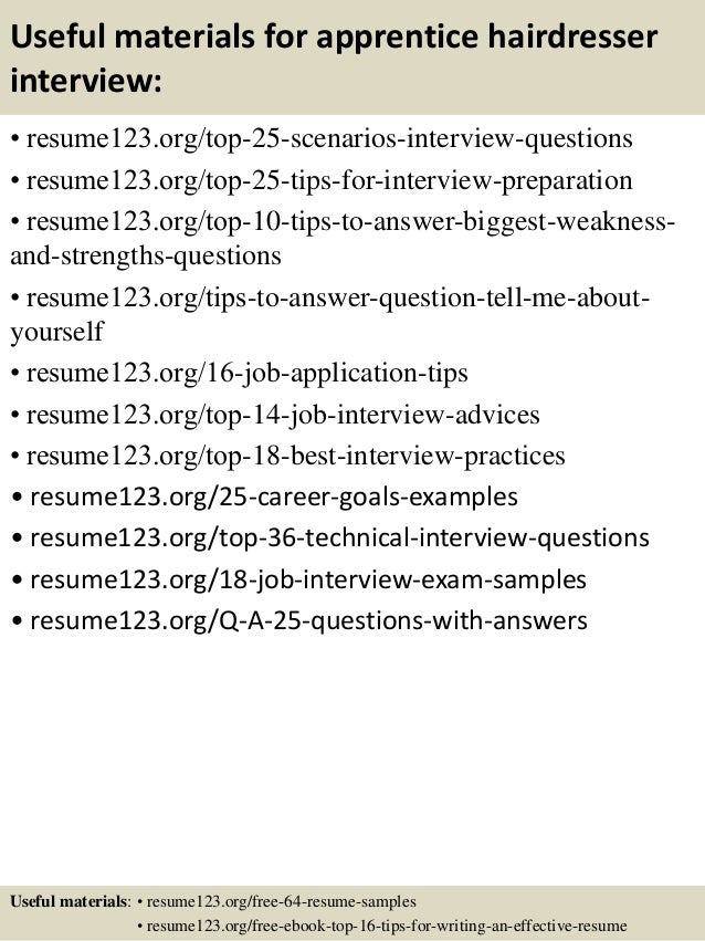 Sample resume for hairdressing apprenticeship