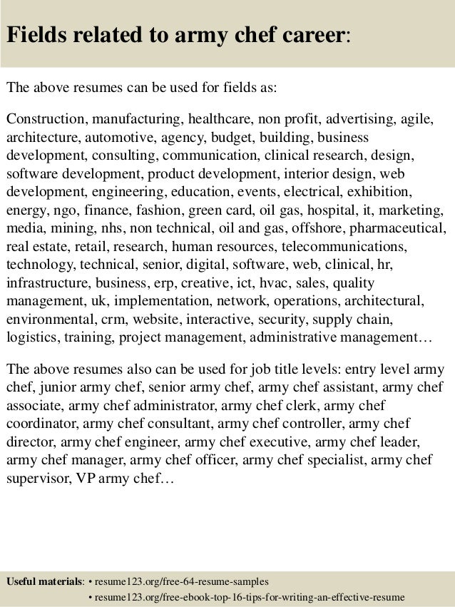 top 8 army chef resume samples army resumes