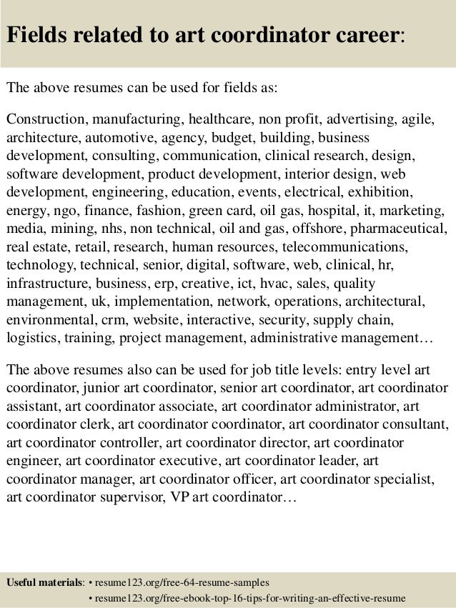 top 8 art coordinator resume samples sample art resumes