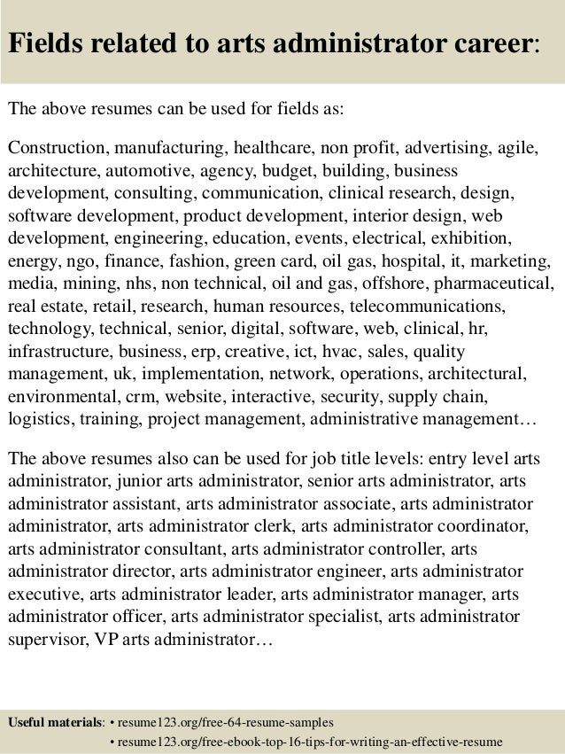 sample arts administrator cover letter