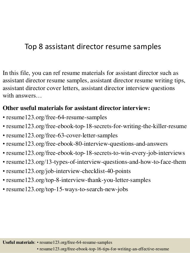 assistant director resumes