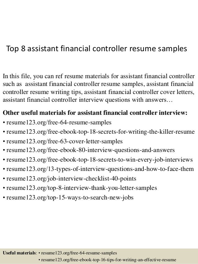financial controller resume