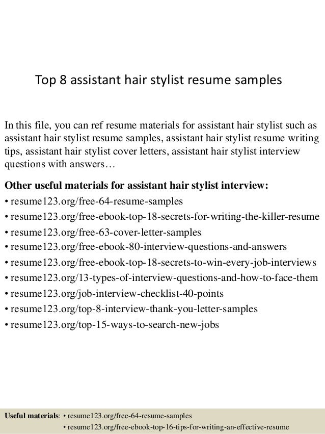 top 8 assistant hair stylist resume samples hairstylist resume sample