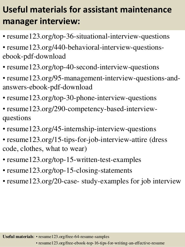 maintenance manager resume samples