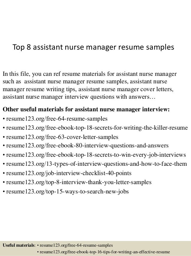 top 8 assistant nurse manager resume samples in this file you can ref resume materials - Resume Examples For Assistant Manager top 8 assistant nurse manager resume samples in this file you can ref resume materials - Resume Examples For Assistant Manager