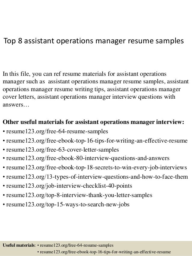 top 8 assistant operations manager resume samples in this file you can ref resume materials - Assistant Operation Manager Resume top 8 assistant operations manager resume samples in this file you can ref resume materials - Assistant Operation Manager Resume
