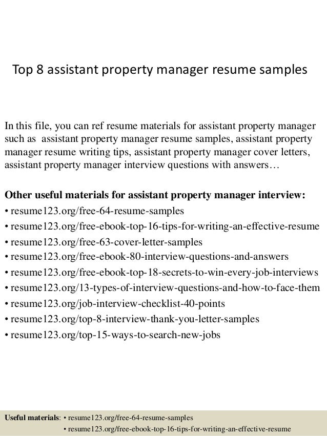 Top 8 assistant property manager resume samples