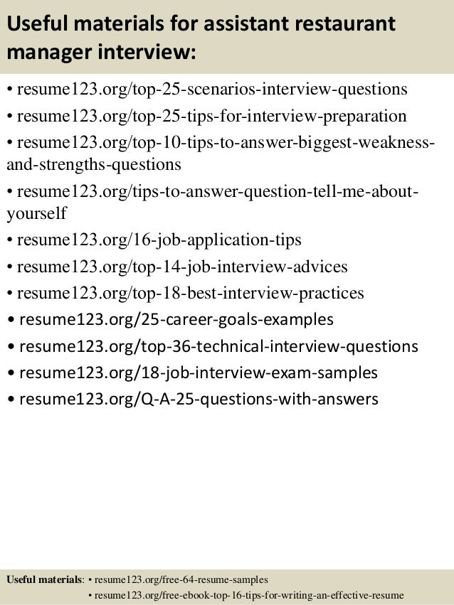 restaurant resume samples