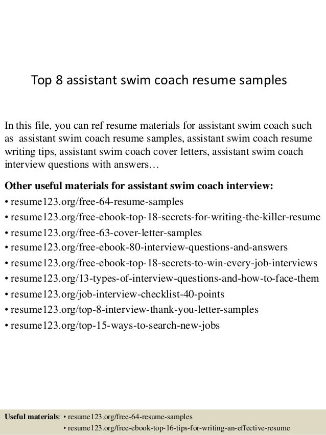 Assistant swim coach sample resume