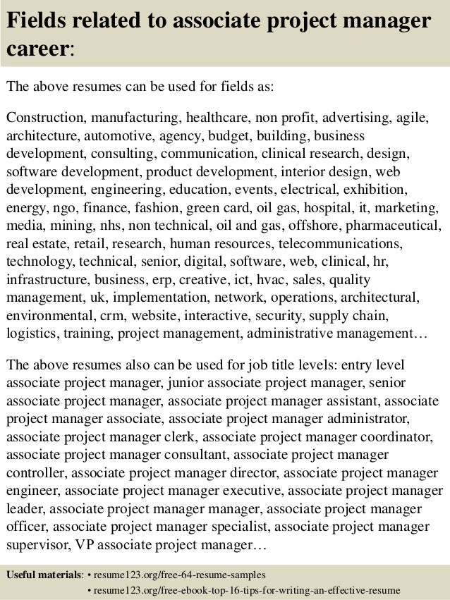 top 8 associate project manager resume samples