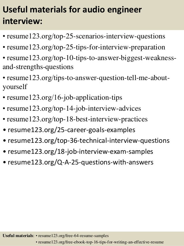 audio engineer resume samples