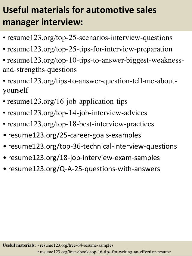 car sales manager resume