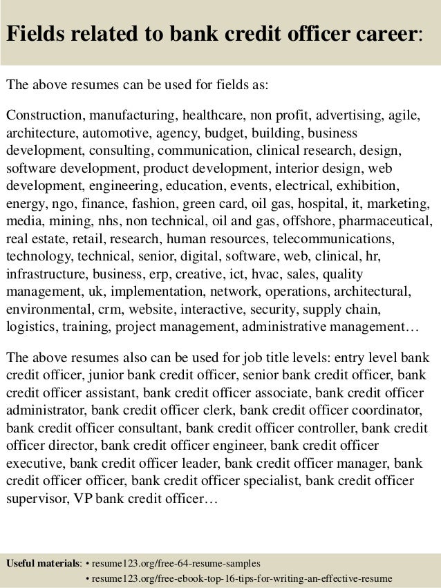 top 8 bank credit officer resume samples credit officer resumes