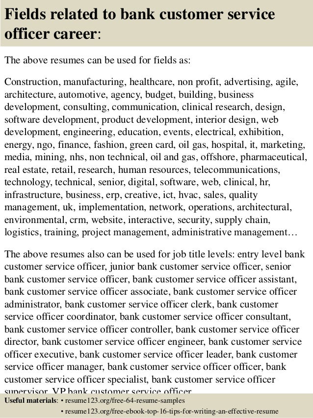 top 8 bank customer service officer resume samples bank customer service resumes