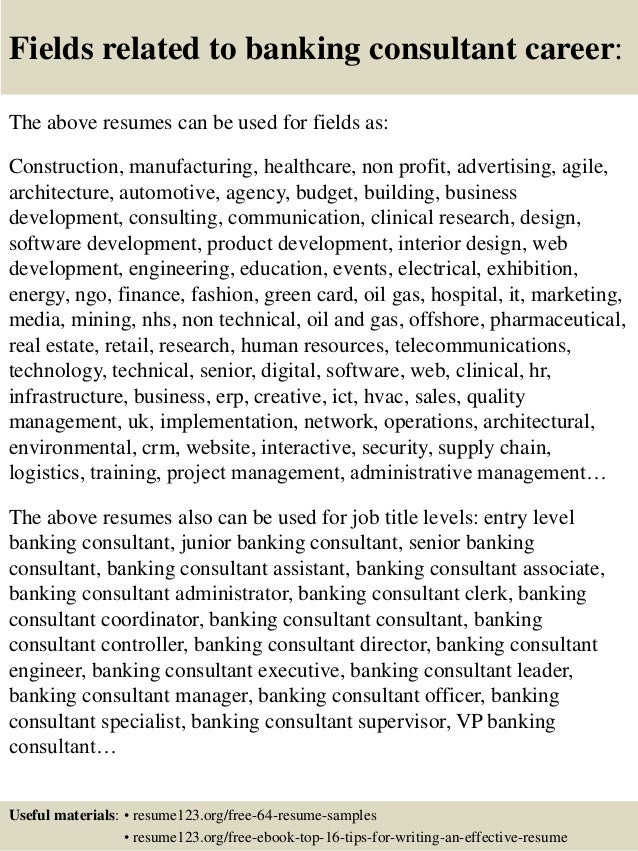 Banking Consultant Sample Resume