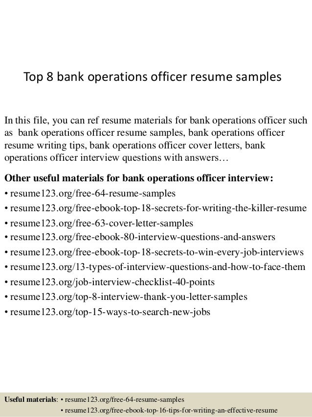 Bank operations officer resume