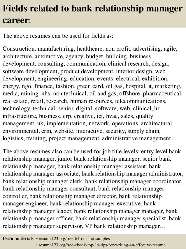 sample relationship management resume