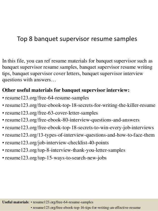 top 8 banquet supervisor resume samples banquet resume sample