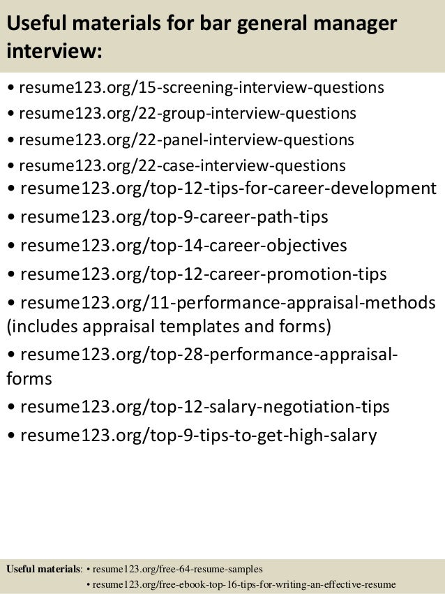 sample general manager resume