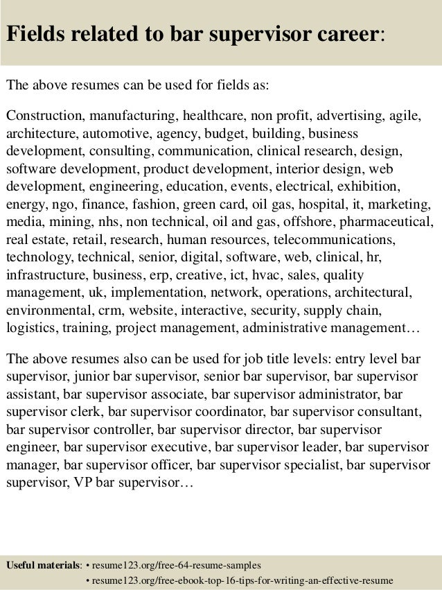 bar manager resume examples